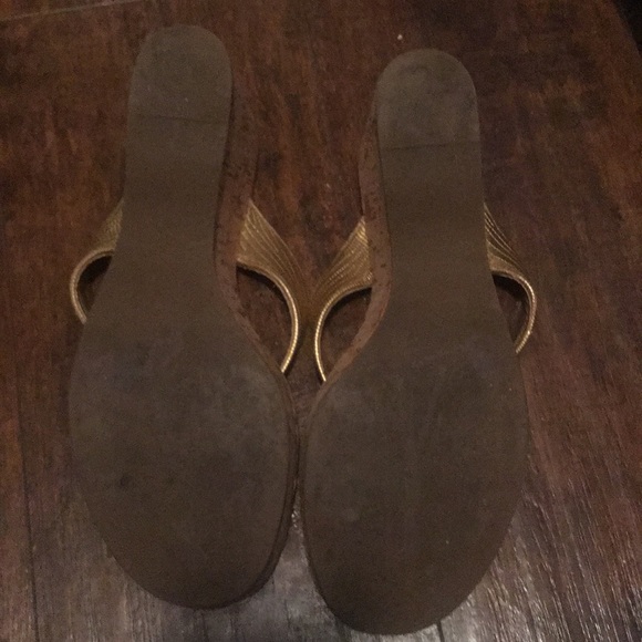 Thora Wedged Tory Burch Gold Sandals - Picture 4 of 4